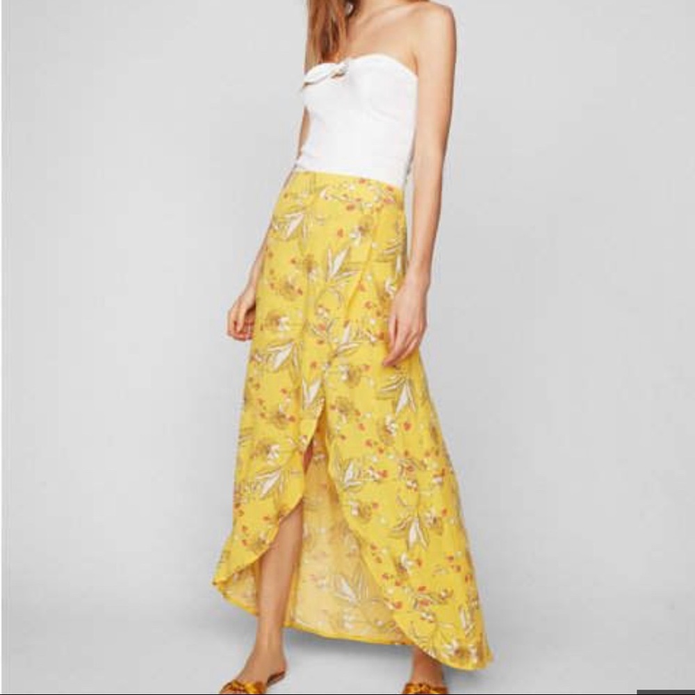 Express High Waisted Tropical Print Skirt